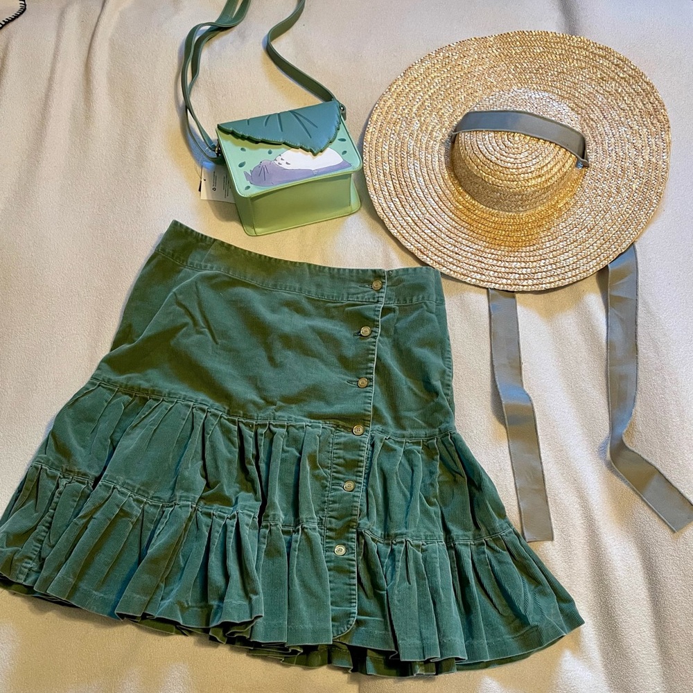 Anthropologie Odille Green A-Line Skirt